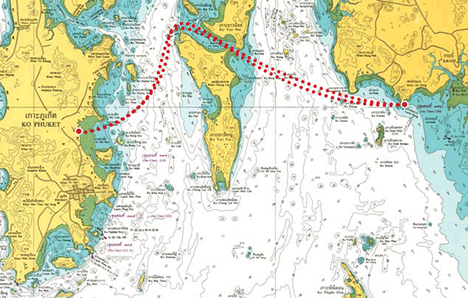 Map of Railay Beach boat cruise